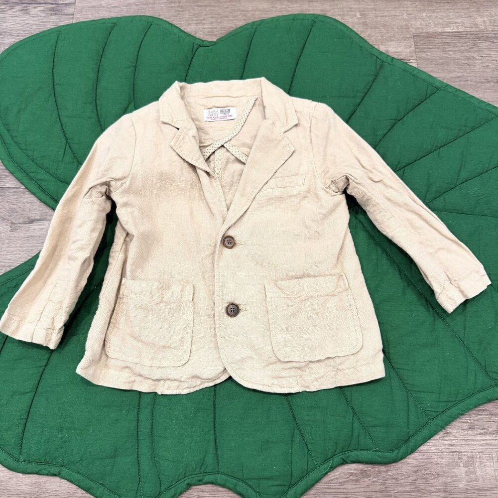 Zara Toddler 18-24M Tan Linen Blend Lightweight Blazer